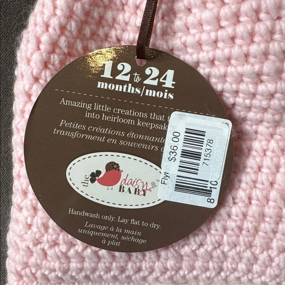Daisy Baby Girls Toddler Crocheted Pink Aviator Hat Soft Fur 12-24 months NWT